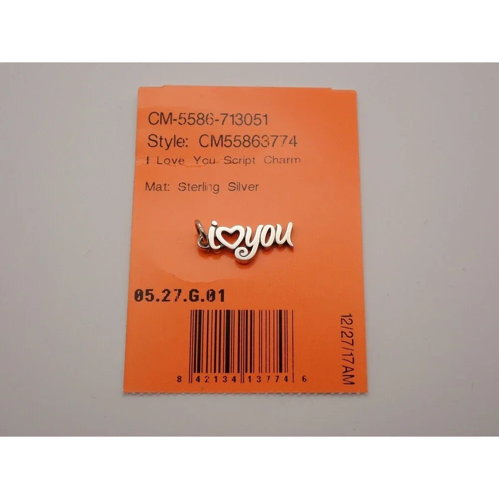 NEW James Avery I Love You Script Charm Sterling Silver 925 Heart Pendant - Picture 3 of 3